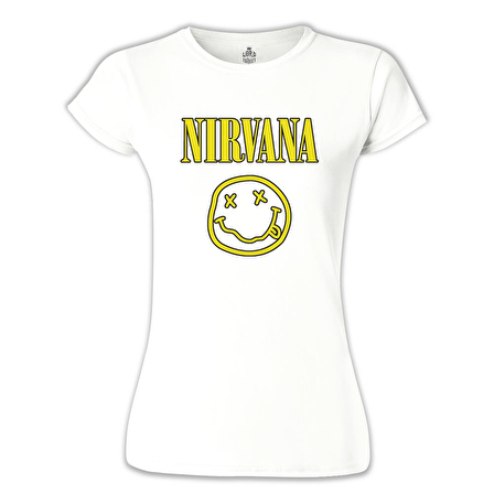Nirvana - Logo 2  Beyaz Bayan Tshirt